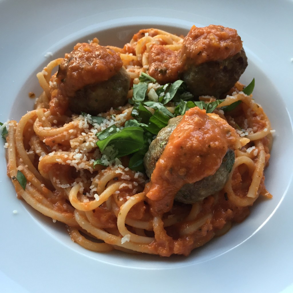 Spaghetti Marinara with Oven-baked Meatballs
