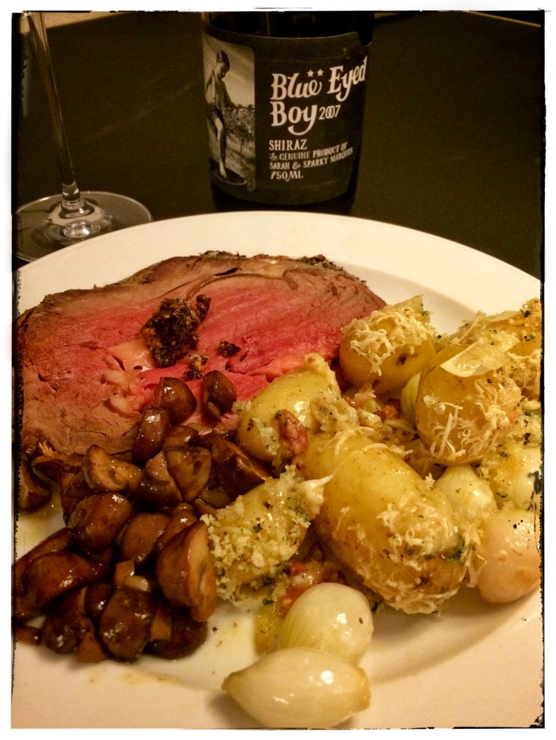 rib roast with new potato gratin