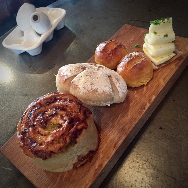 3 types of home made bread and butter. All were delicious, but the burnt leek and cheese roll was to die for!
