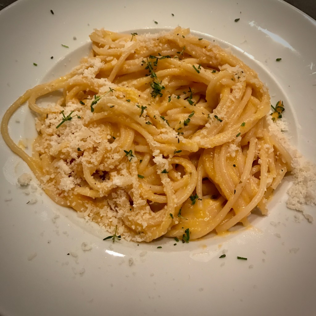 Spaghetti with a Creamy Butternut Squash Sauce