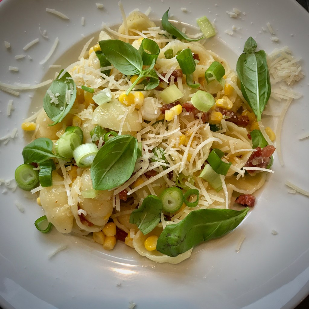 Conchiglie Pasta with Corn, Bacon & Parmesan