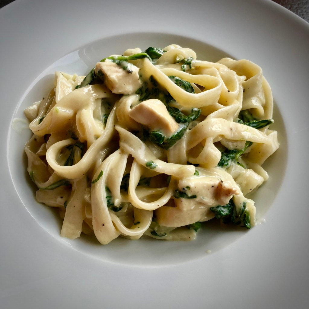Fettuccine Alfredo with Chicken and Spinach