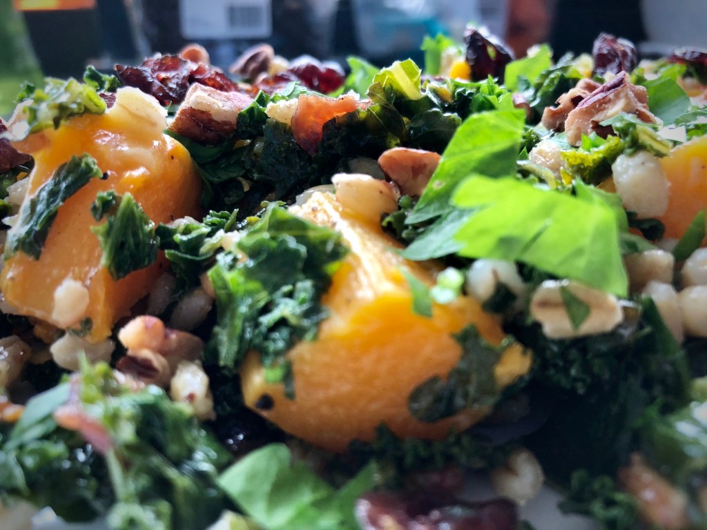 Maple Roasted Butternut Squash, Pearl Barley and Kale Salad