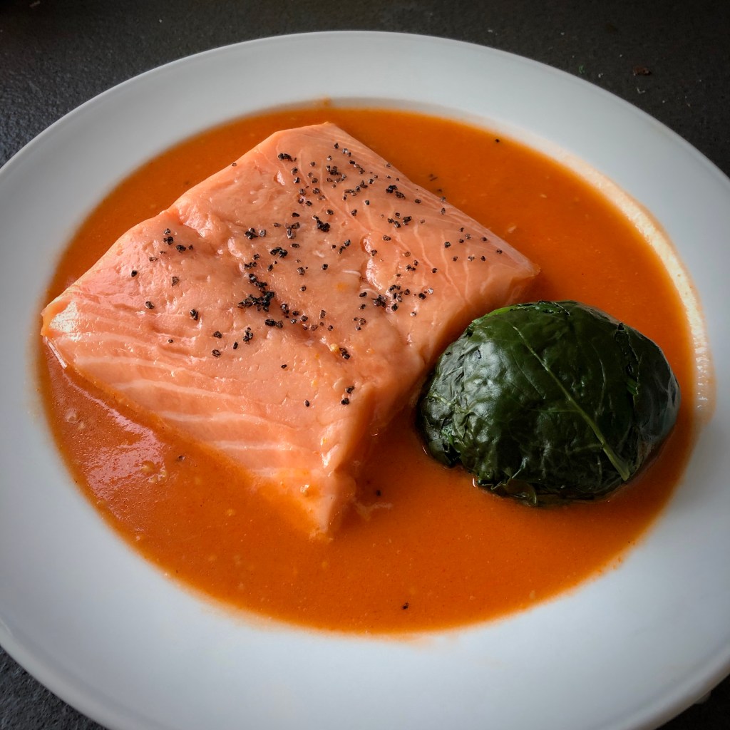 Confit Salmon with Spinach and Tomato by George Calombaris (revisited)