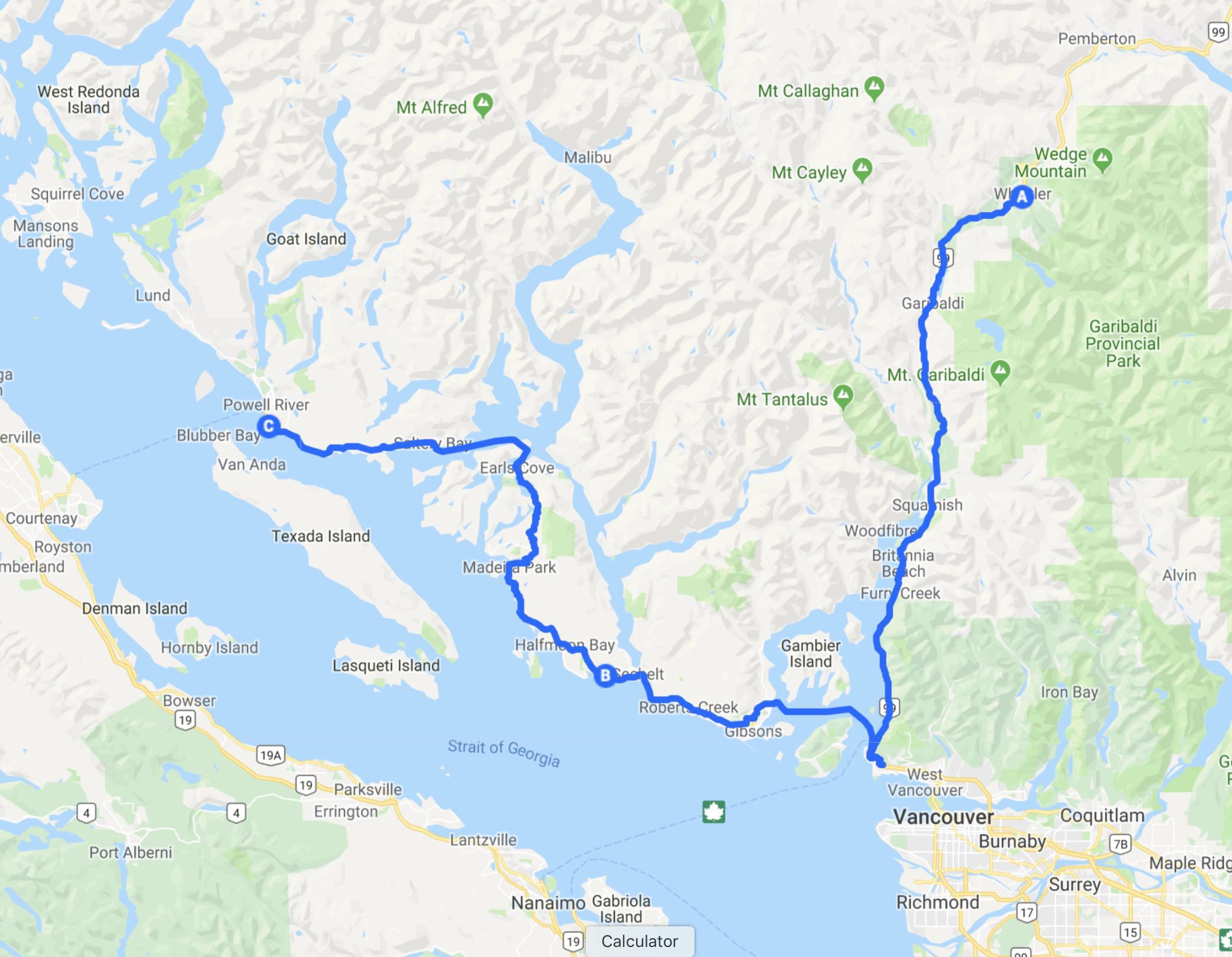 Whistler to Powell River