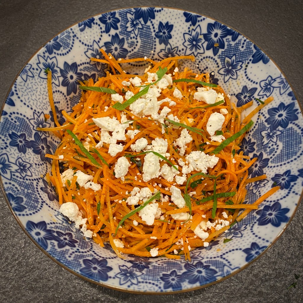 Carrot Salad with Harissa, Feta, and Mint