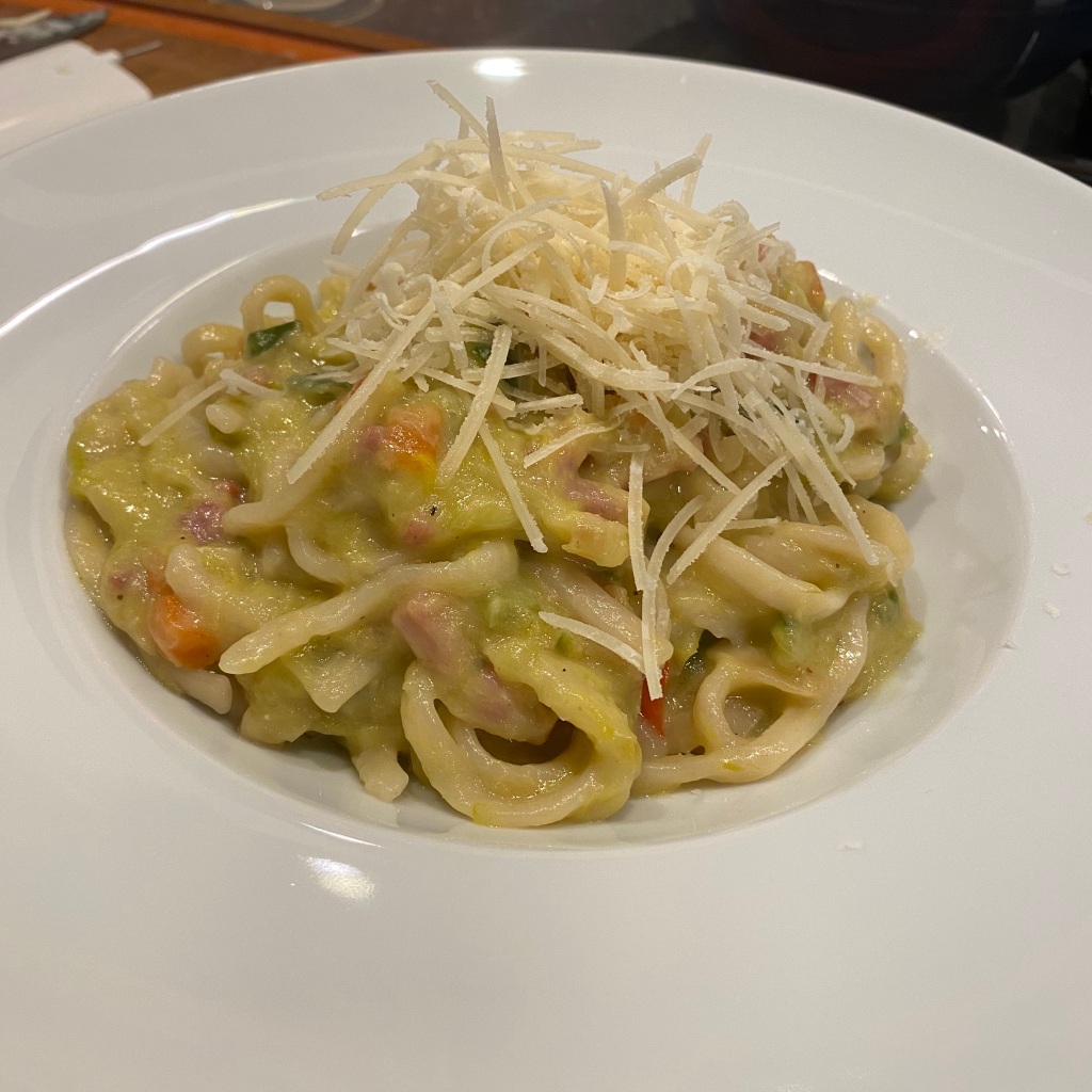 Pasta with Sous Vide Leeks and Pancetta