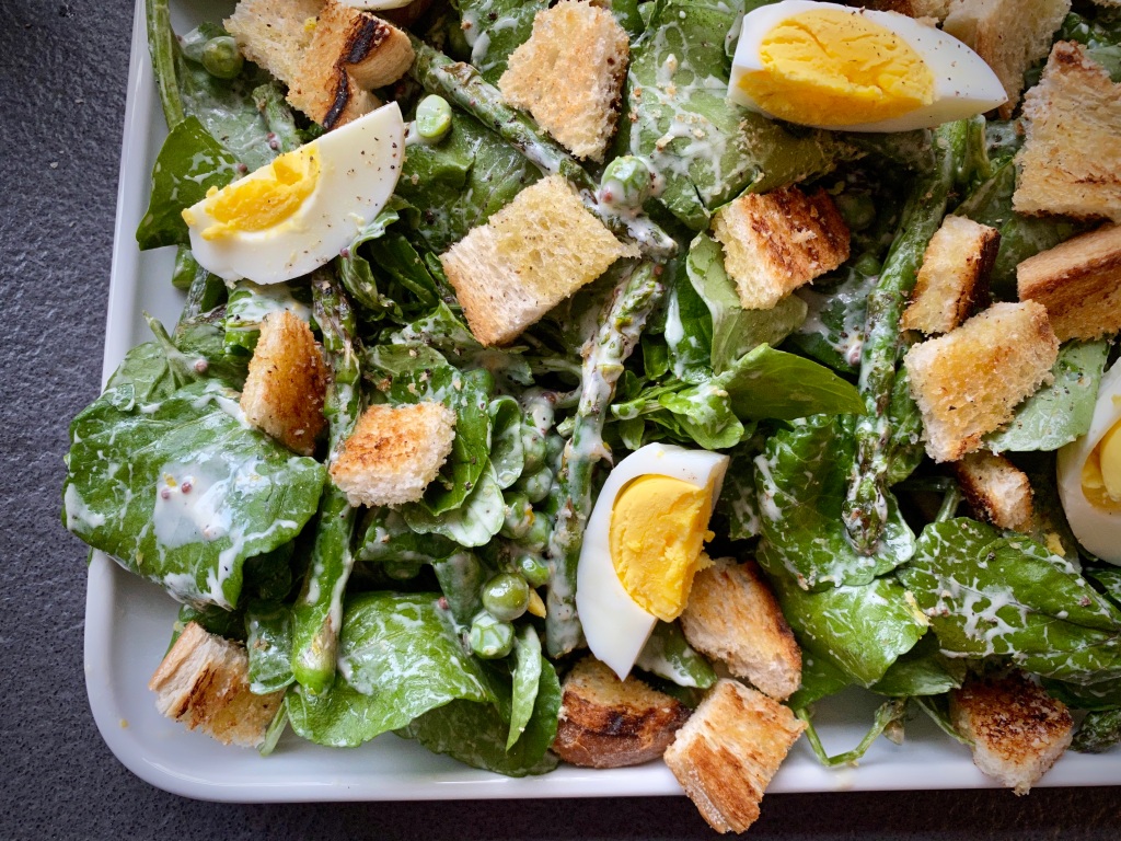 Watercress Salad with Roasted Asparagus, and Peas
