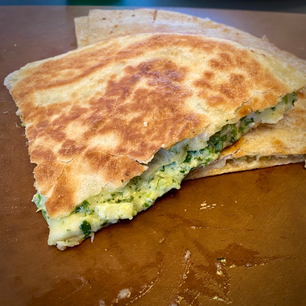 Creamy Garlic Chicken + Leek & Mustard Quesadillas